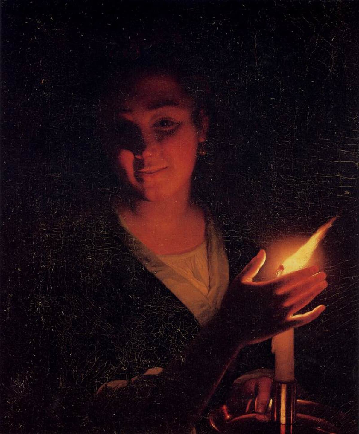 Young Woman with a Candle by Godfried Schalcken (1670), Oil on canvas at Private Collection