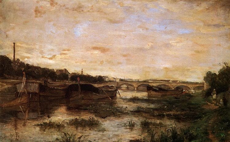 The Seine below the Pont d'Lena by Berthe Morisot at Private Collection