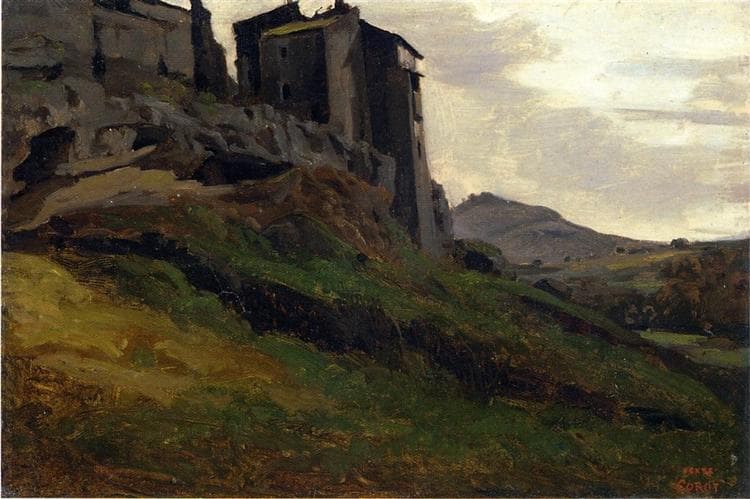 Marino, Large Buildings on the Rocks by Camille Corot at Private Collection