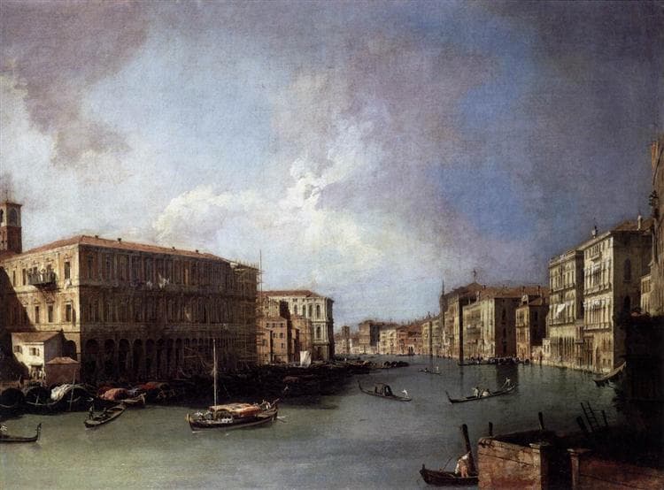 Grand Canal: Looking North from Nethe Rialto Bridge by Canaletto