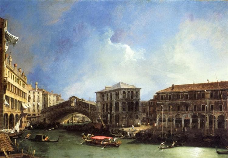 Grand Canel the Rialto Bridge from the North by Canaletto