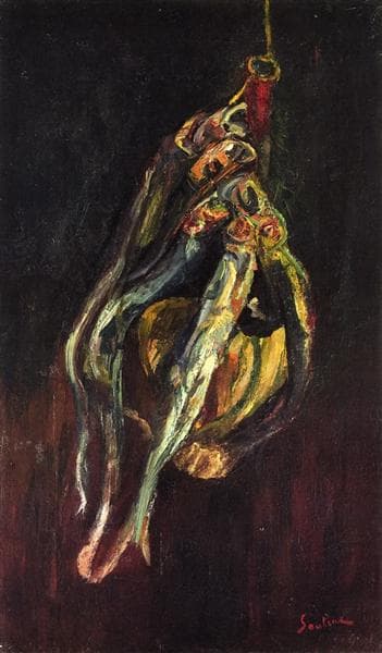 Herrings and a Bottle of Chianti by Chaim Soutine at Private Collection