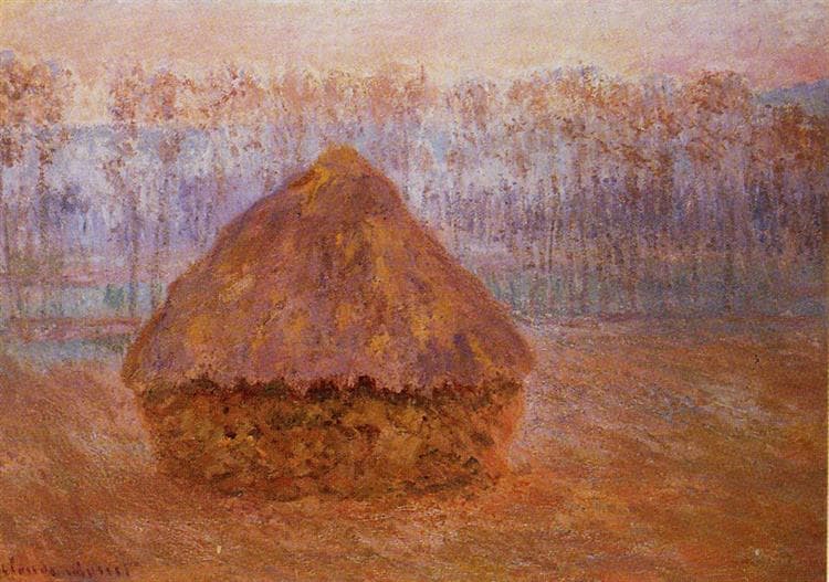 Grainstack in Winter, Misty Weather by Claude Monet