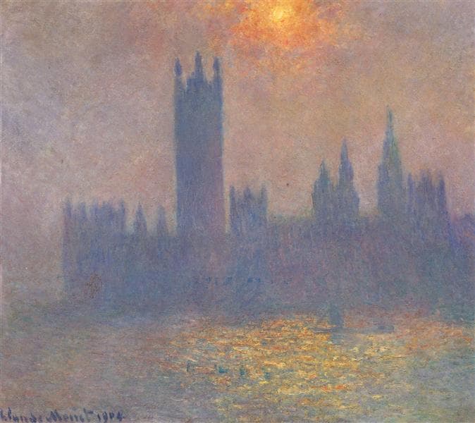 Houses of Parliament, Effect of Sunlight in the Fog by Claude Monet