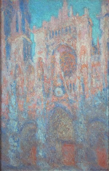 Rouen Cathedral, red, Sunlight by Claude Monet