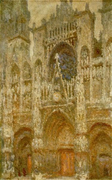 Rouen Cathedral,The Gate, Grey Weather by Claude Monet