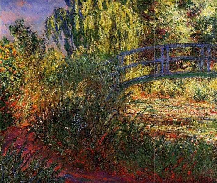 The Japanese Bridge (The Water-Lily Pond and Path by the Water) by Claude Monet