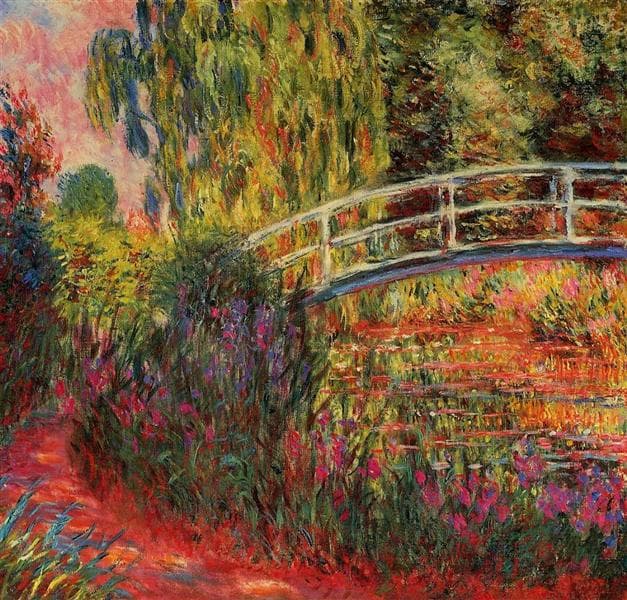 The Japanese Bridge (The Water-Lily Pond, Water Irises) by Claude Monet
