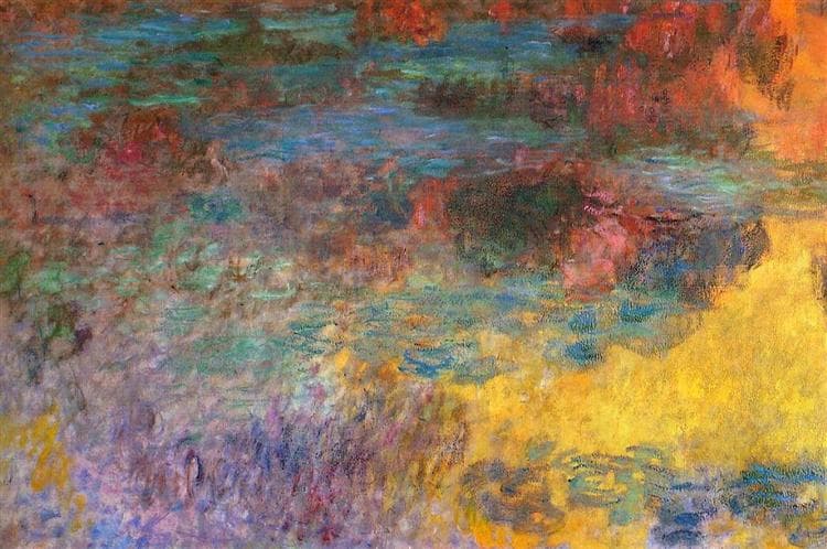 Water Lily Pond, Evening (left panel) by Claude Monet