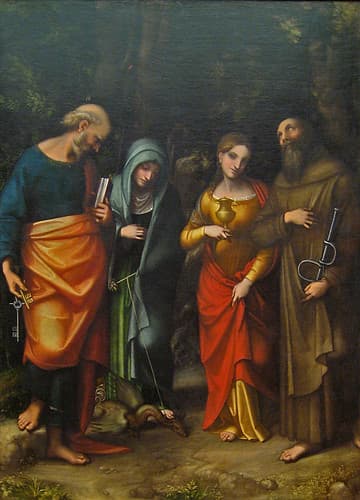 Four Saints (from left St. Peter, St. Martha, St. Mary Magdalene, St. Leonard) by Correggio