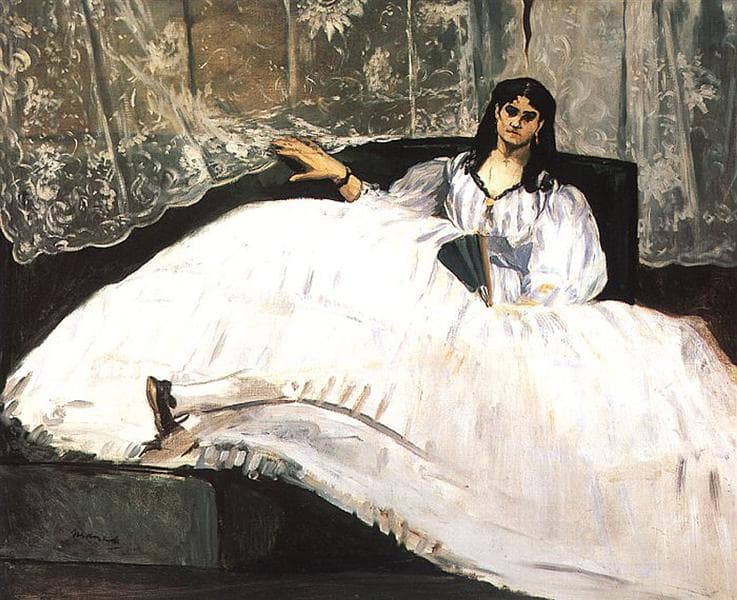 Jeanne Duval, Baudelaire's Mistress, Reclining (Lady with a Fan) by Édouard Manet