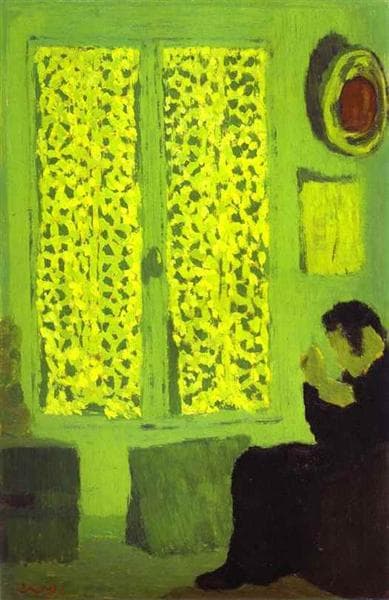 The Green Interior or Figure in front of a Window with Drawn Curtains by Édouard Vuillard