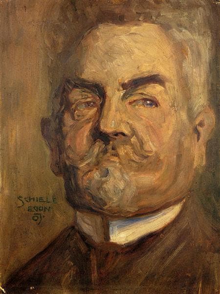 Portrait of Leopold Czihaczek (Head of a Bearded Man I) by Egon Schiele