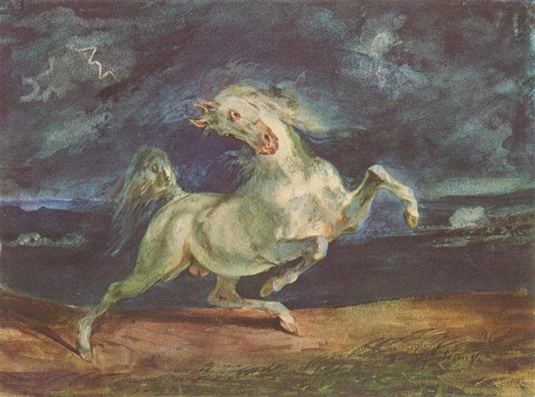 Horse Frightened by a Storm by Eugène Delacroix