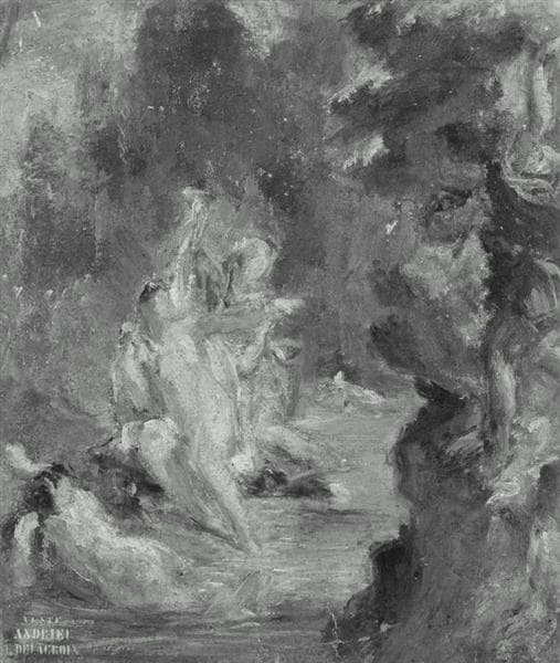 Summer: Diana Surprised at her Bath by Actaeon by Eugène Delacroix