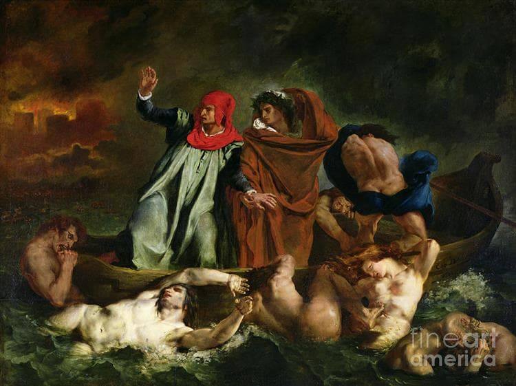 The Barque of Dante (Dante and Virgil in the Underworld) by Eugène Delacroix