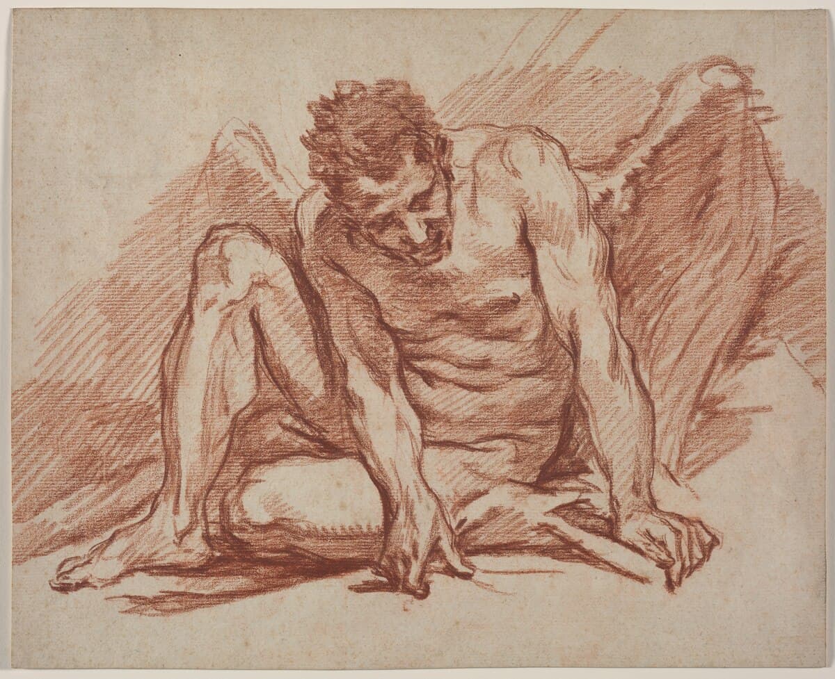 Male Academy Figure by Eugène Delacroix