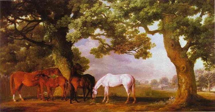 Mares and Foals in a Wooded Landscape by George Stubbs
