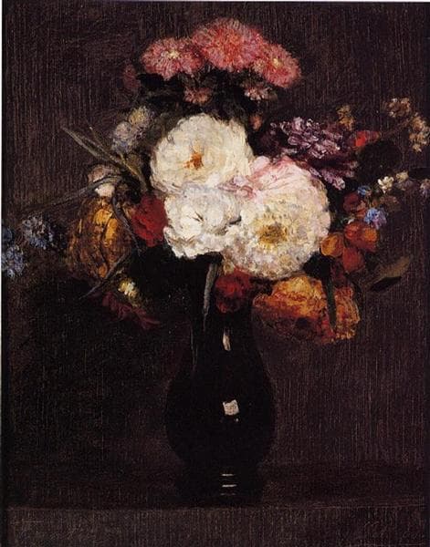Dahlias, Queens Daisies, Roses and Corn Flowers by Henri Fantin-Latour