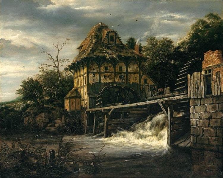 Two Undershot Watermills with Men Opening a Sluice by Jacob van Ruisdael at Private Collection