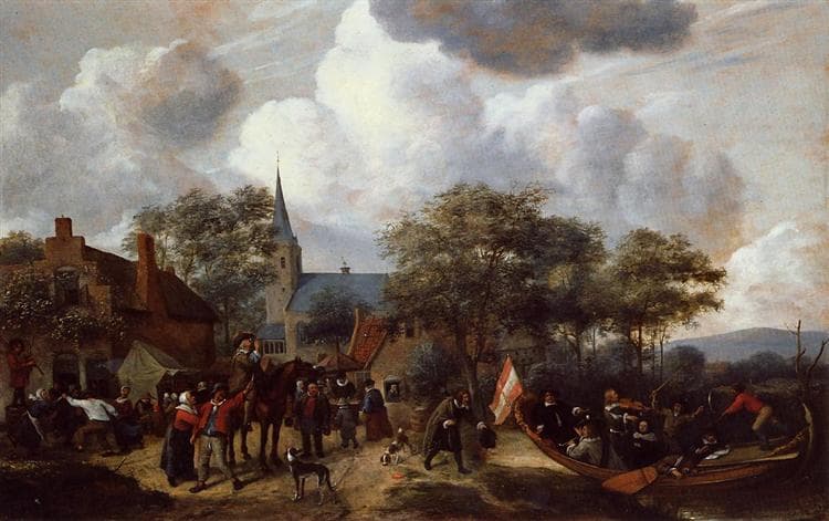 Village Festival with the Ship of Saint Rijn Uijt by Jan Steen