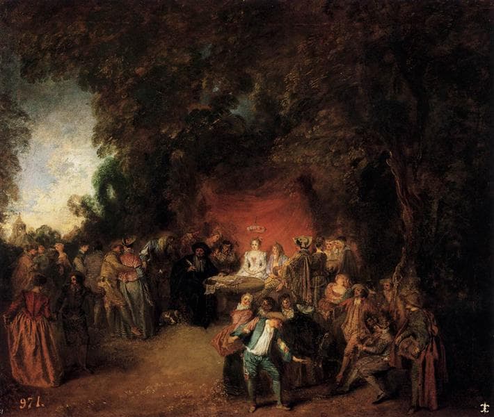 The Marriage Contract in a Landscape by Jean-Antoine Watteau
