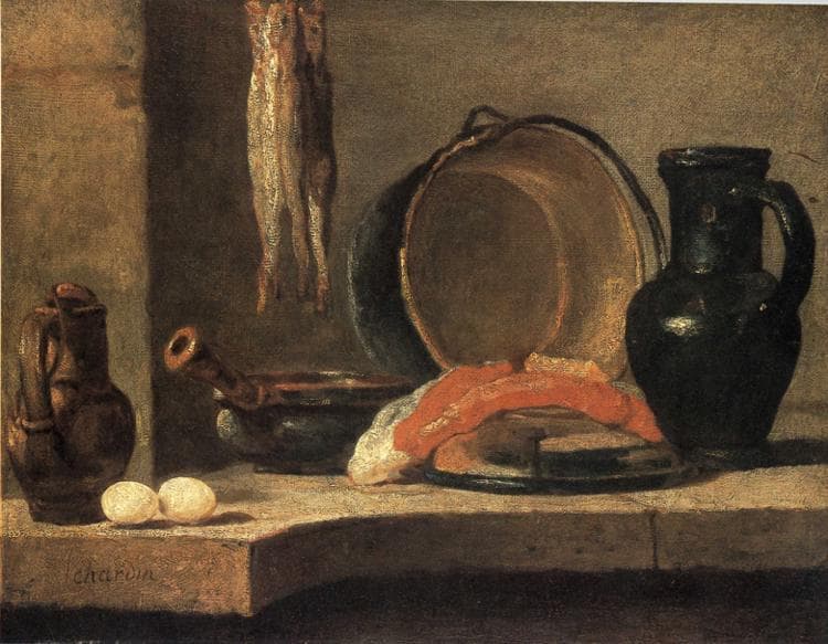 Still Life of Kitchen Utensils by Jean-Baptiste-Siméon Chardin