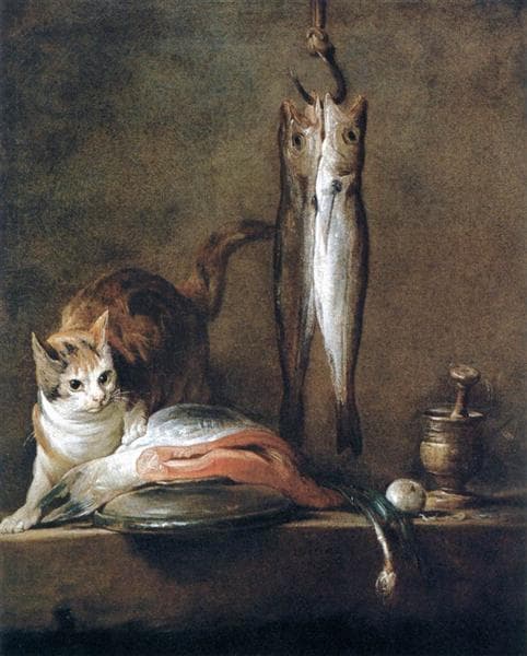 Still Life with Cat and Fish by Jean-Baptiste-Siméon Chardin