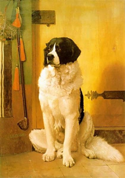 Study Of Terra Nuova Dog ( "The Waiting" ) by Jean-Léon Gérôme at Private Collection