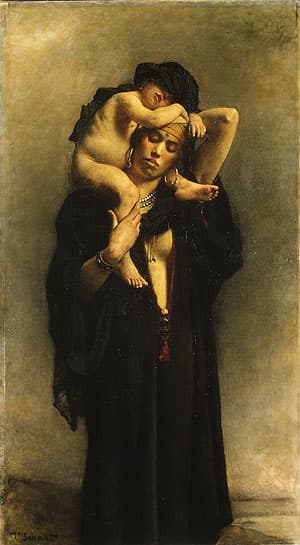 An Egyptian Peasant Woman and Her Child by Léon Bonnat