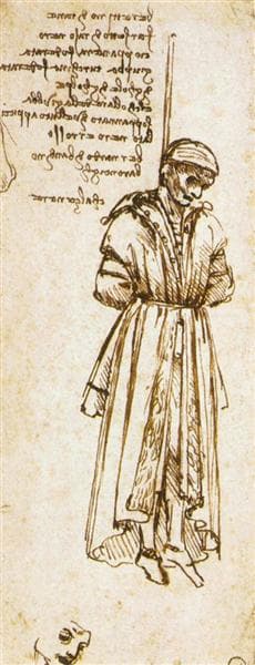 Study of the Hanged Bernardo di Bandino Baroncelli, assassin of Giuliano de Medici by Leonardo da Vinci at Musée Bonnat-Helleu