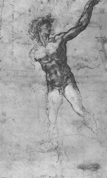 Sketch of a Nude Man (study for the "Battle of Cascina") by Michelangelo