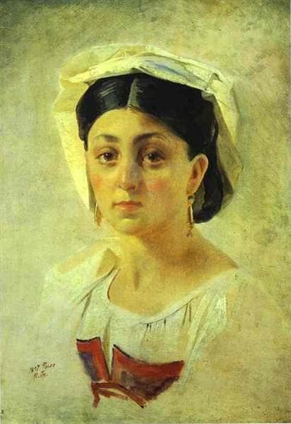 Young Italian Woman in a Folk Costume, Study by Nikolai Ge