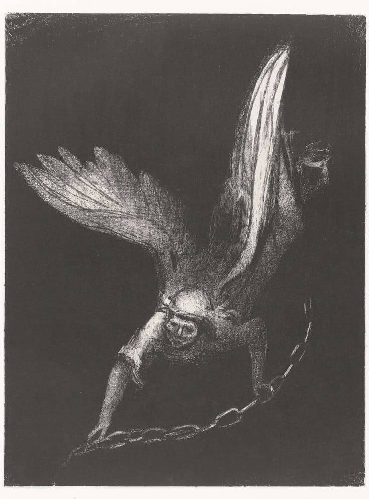 Angel in Chains by Odilon Redon at Private Collection