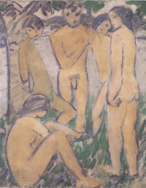 Fünf Akte Am Wasser by Otto Mueller at Kunstmuseum Gelsenkirchenб Gelsenkirchen-Buer