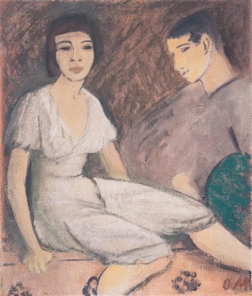 Paar Mit Grünem Fächer by Otto Mueller at Private Collection