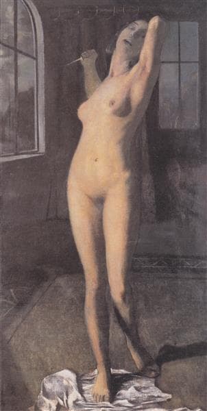 Stehender Mädchenakt Mit Dolch (lukretia) by Otto Mueller at Private Collection