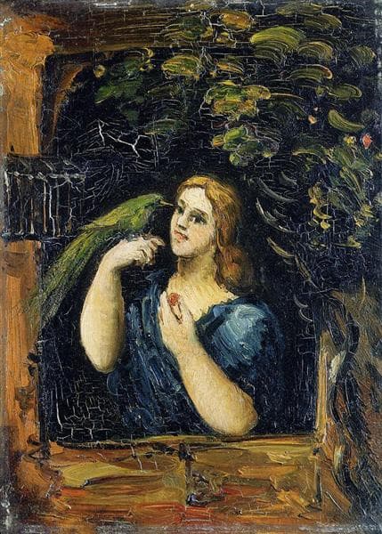 Woman with Parrot by Paul Cézanne