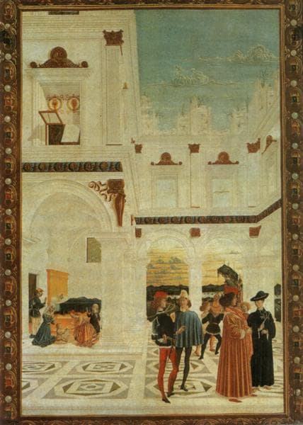 The Miracles of San Bernardino. Miracle baby born with one dead by Perugino