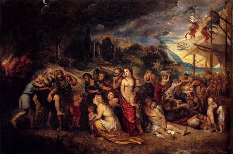 Aeneas And His Family Departing From Troy by Peter Paul Rubens