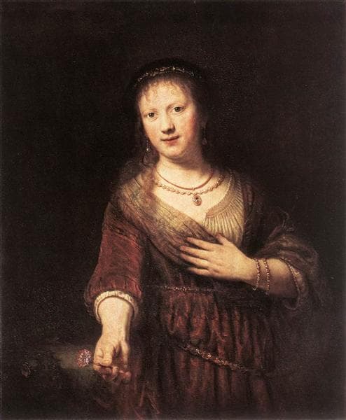 Saskia with a Red Flower by Rembrandt van Rijn