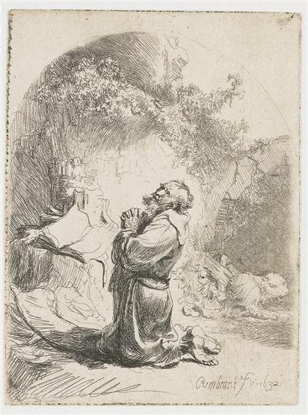 St. Jerome praying by Rembrandt van Rijn