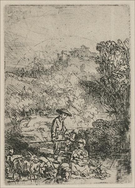 The Shepards in the Woods by Rembrandt van Rijn