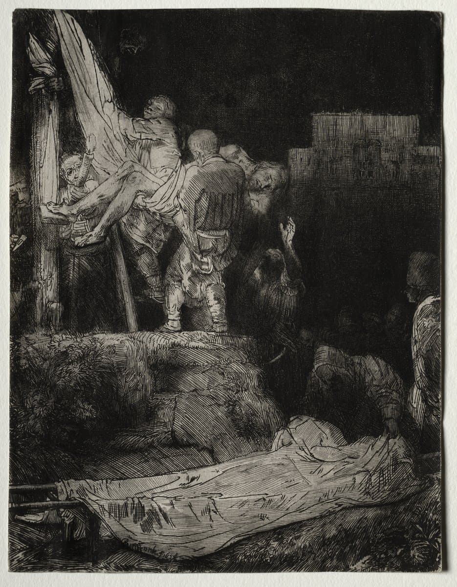 The descent from the cross by torchlight by Rembrandt van Rijn