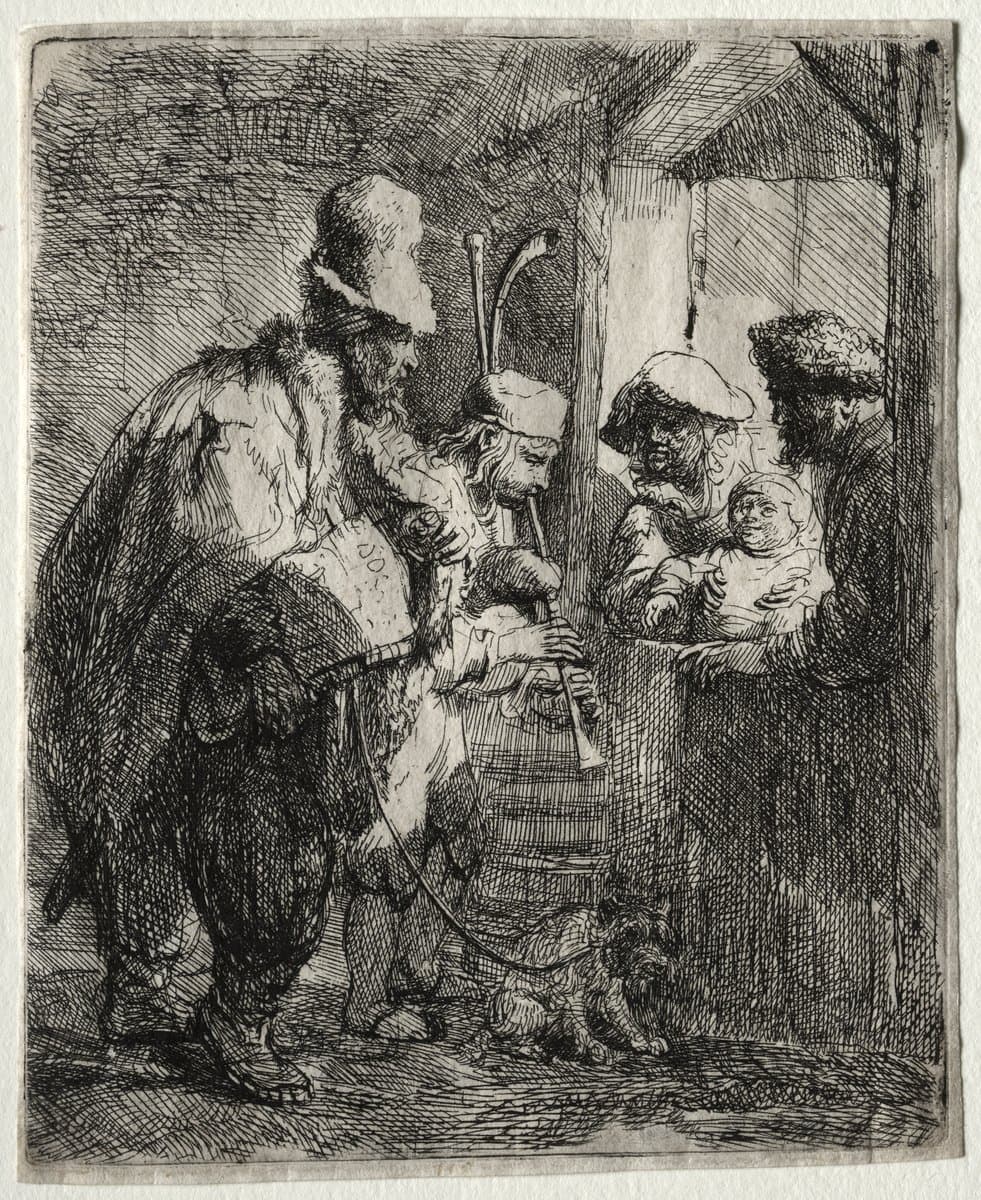 The strolling musicians by Rembrandt van Rijn