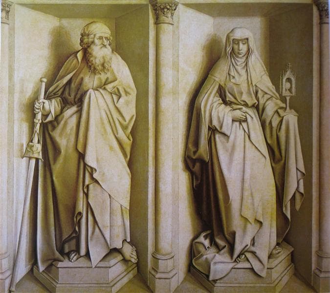 The Nuptials of the Virgin - St. James the Great and St. Clare by Robert Campin