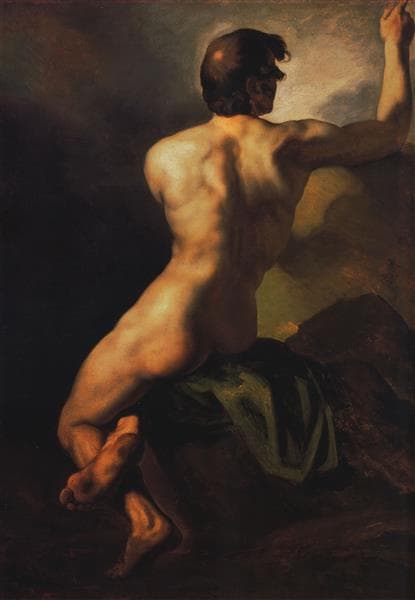 Male 'académie' Seated and Seen from Behind by Théodore Géricault