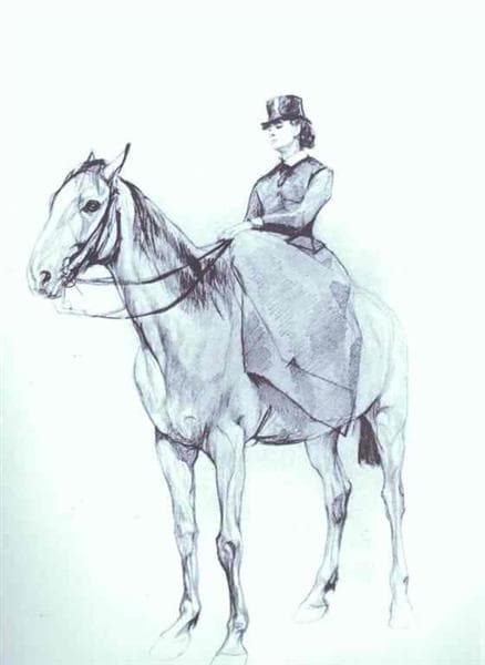 Maria Mamontova Riding a Horse by Valentin Serov at Private Collection