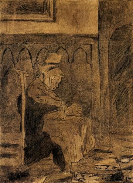 Old Woman Asleep after Rops by Vincent van Gogh at Private Collection