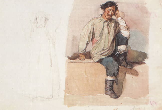 Khakasy with his feet bound with chains by Vasily Surikov at Private Collection